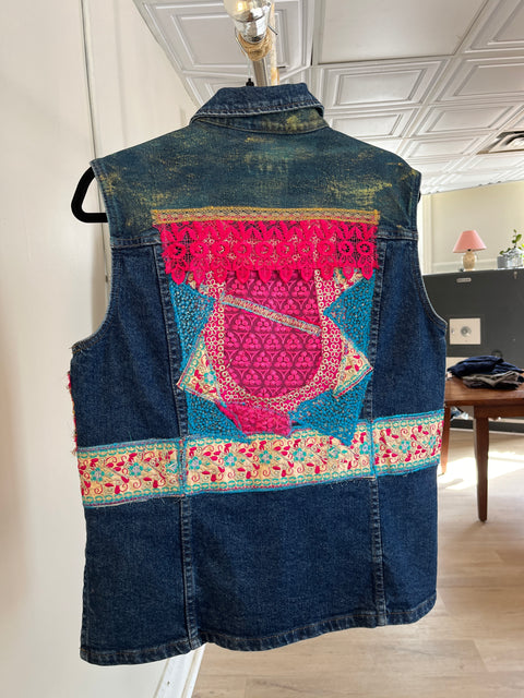 Reworked Vest with Pink Lace - Imagine That