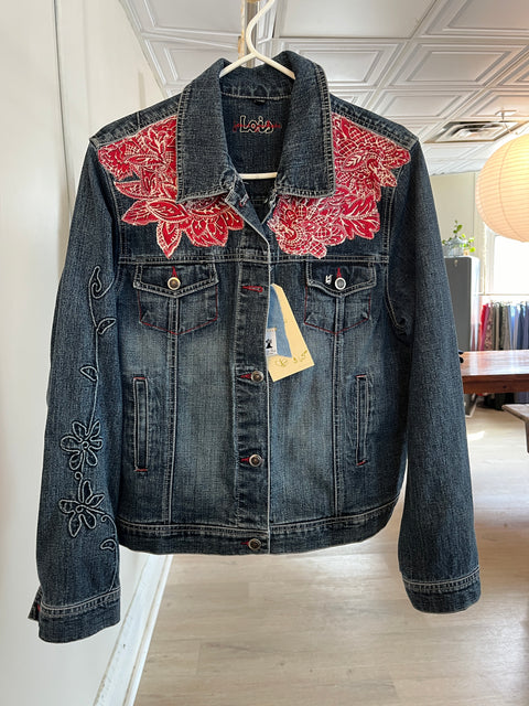 Jean Jacket with Red Appliques - Imagine That