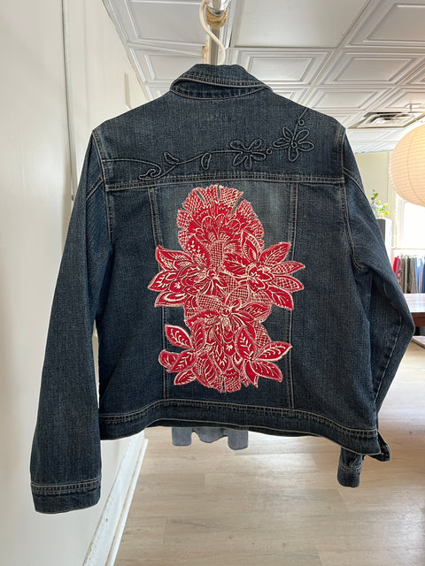 Jean Jacket with Red Appliques - Imagine That