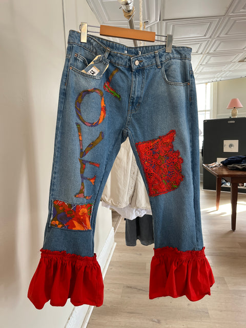 Red Frill LOVE Reworked Jeans - Imagine That