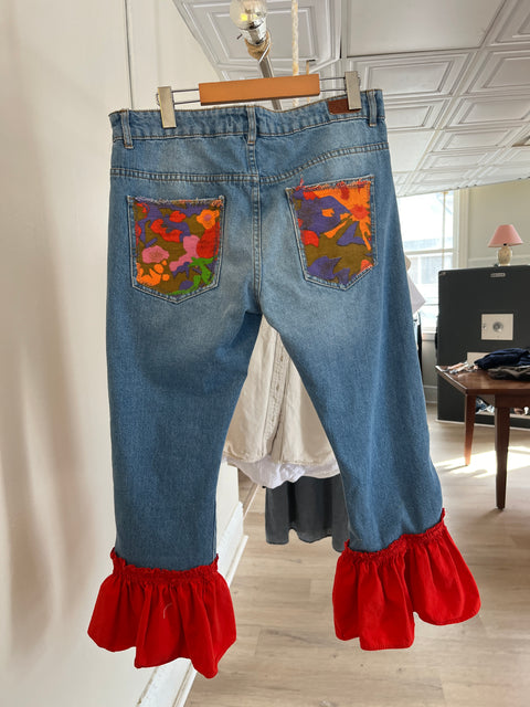 Red Frill LOVE Reworked Jeans - Imagine That