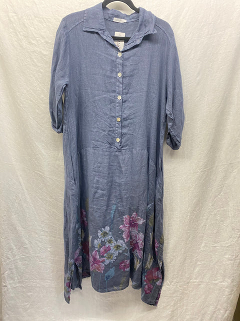 Long Linen Dress with Flowers (NEW)