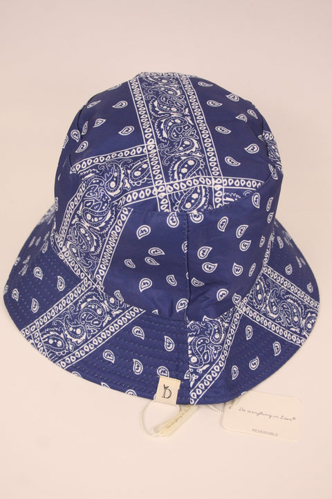 Paisley Patterned Blue Reversible Bucket Hat