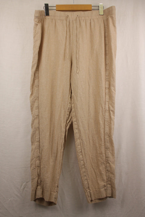 Anne Klein Tan Drawstring Linen Pants