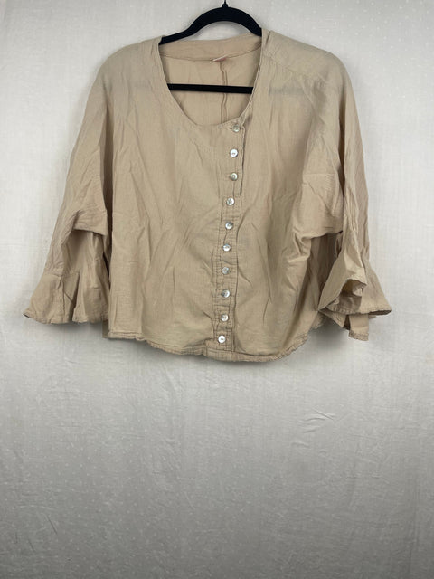 Linen Cotton Blouse with Shell Buttons