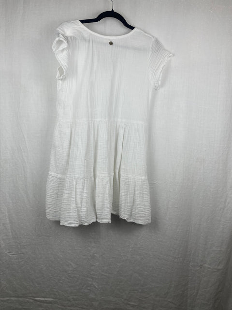 White Short Sleeve Crinkle Cotton