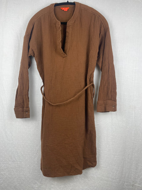 Brown Crinkle Cotton Dress