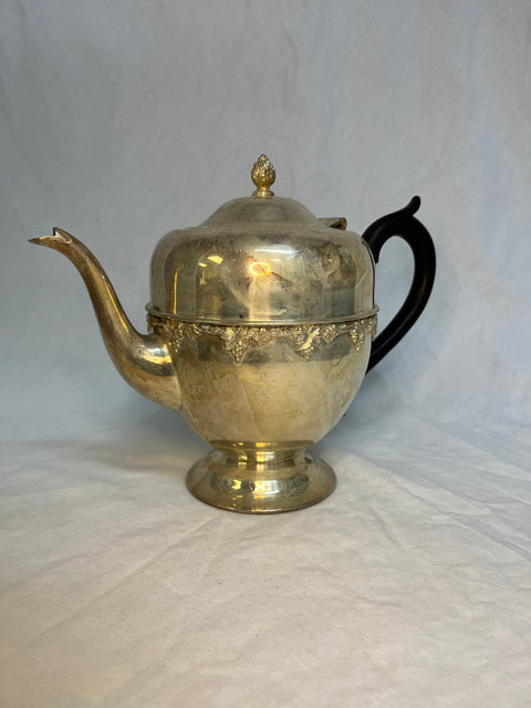 Silver Teapot with Wooden Handle
