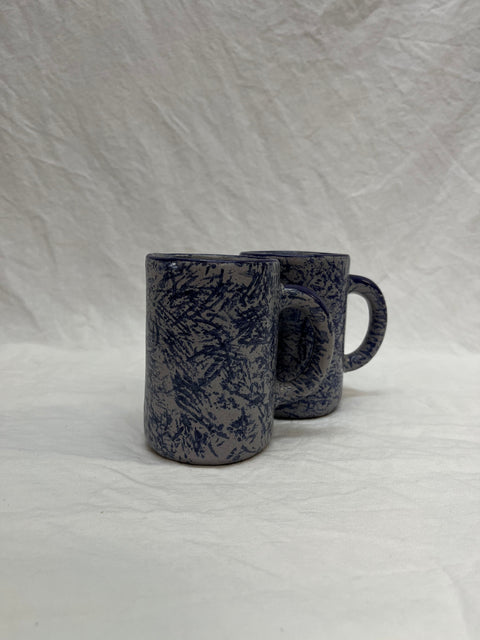 Gray and Blue Pottery Mug Set