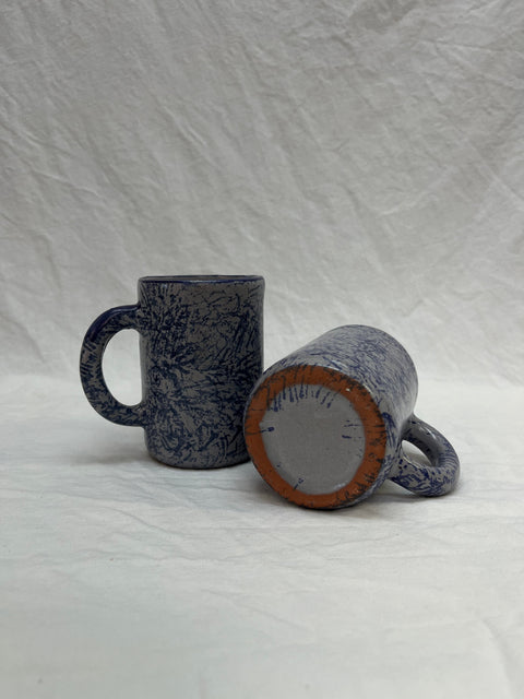Gray and Blue Pottery Mug Set